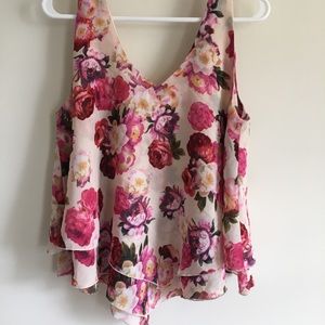 Adorable Floral Print Handkerchief Style Tank Top